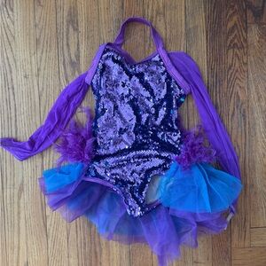 Purple and Blue Sequin Kids Costume